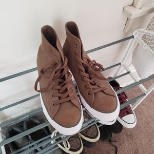 Brown Faux Suede High Top Converse